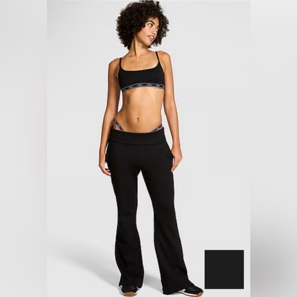 PINK Victoria's Secret Pants - PINK Victoria's Secret Black Flare Fleece Sweatpants With back pocket